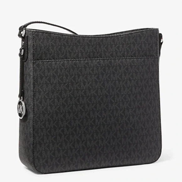 S🚫LD NEW MICHAEL KORS Jet Set Travel Large Logo Messenger Bag Black - Picture 3 of 4